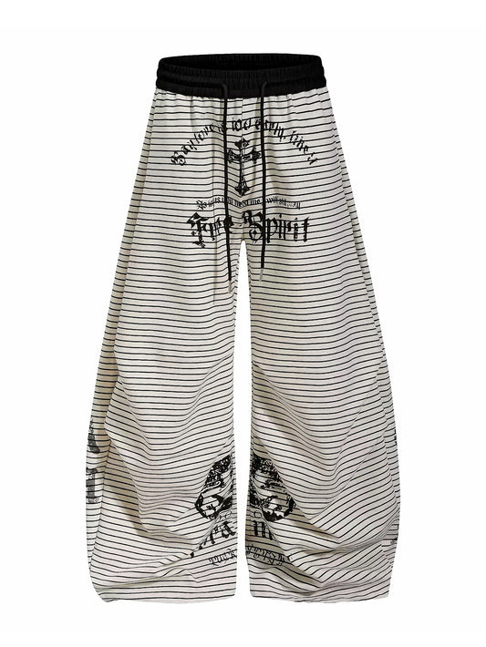 'Downtown Stripe' Grunge  Retro Striped Wide Leg Pants