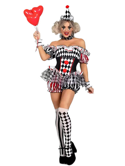 'Carnival Twist' Halloween Circus Clown Cosplay Costume Set