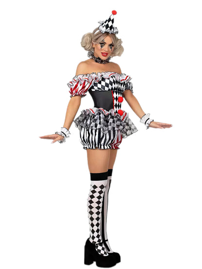 'Carnival Twist' Halloween Circus Clown Cosplay Costume Set