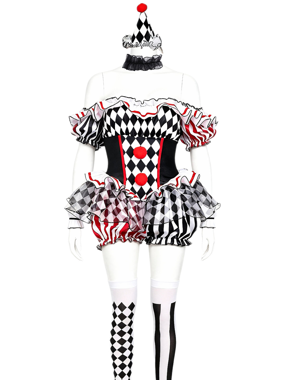 'Carnival Twist' Halloween Circus Clown Cosplay Costume Set