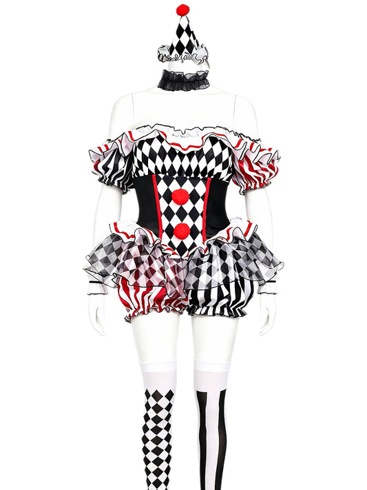 'Carnival Twist' Halloween Circus Clown Cosplay Costume Set