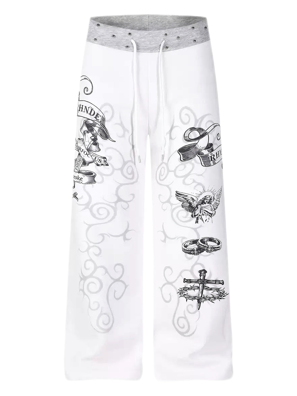 'Mantra'Studded Waistband Drawstring Wide Leg Sweatpants