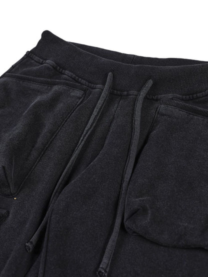 'Raven Wing'  Washed Multi-Pocket Wing Embroidered Drawstring  Pants