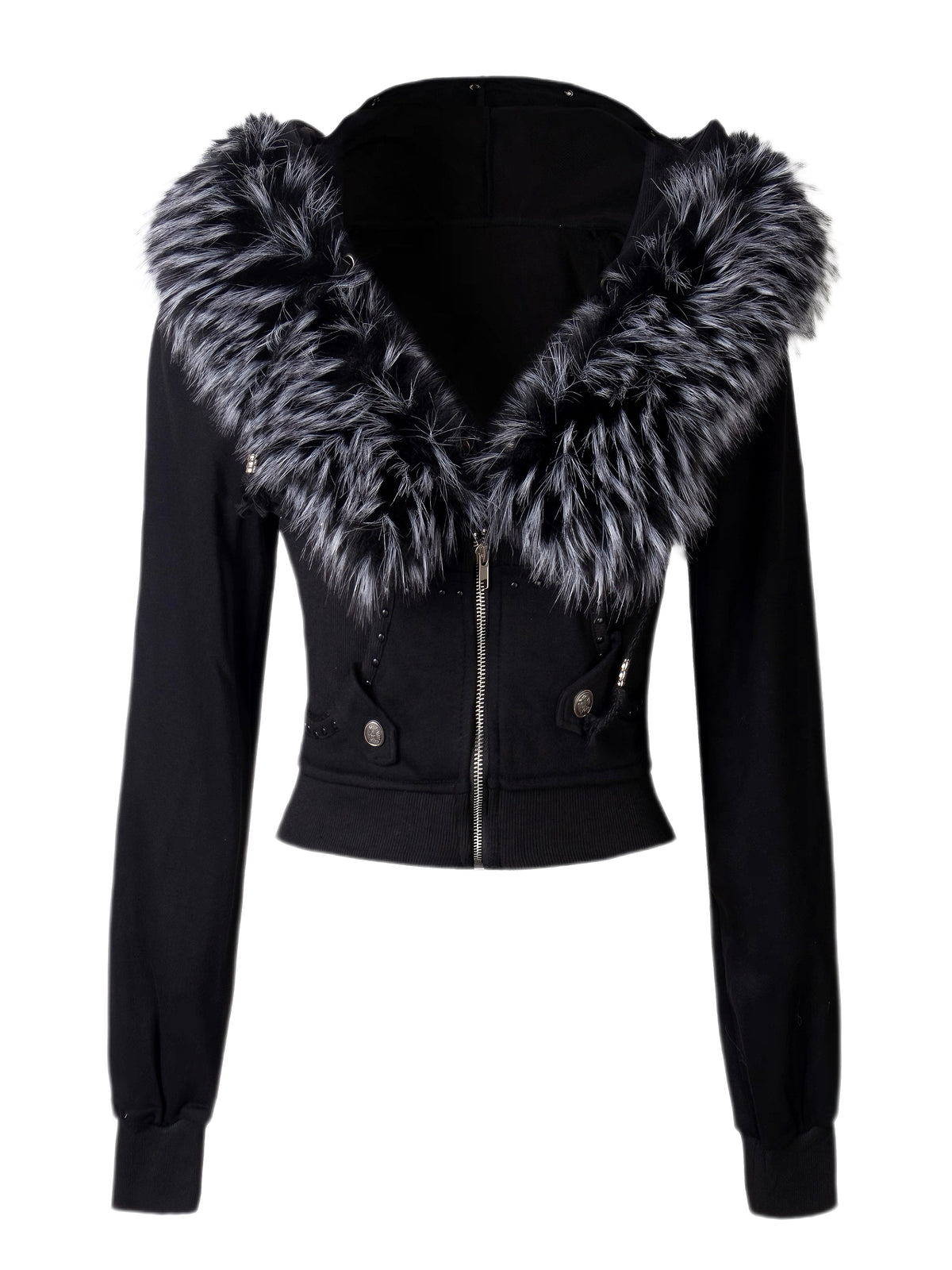 'Fur Vixen' Retro vintage Faux Fur Collar Cropped Slim Jacket