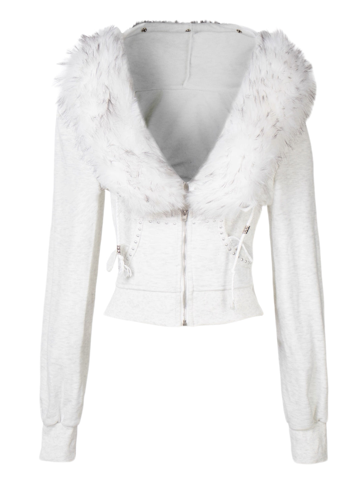 'Fur Vixen' Retro vintage Faux Fur Collar Cropped Slim Jacket