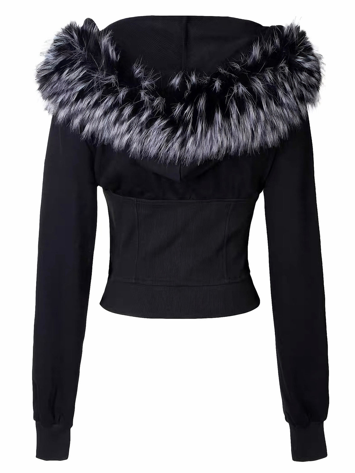'Fur Vixen' Retro vintage Faux Fur Collar Cropped Slim Jacket