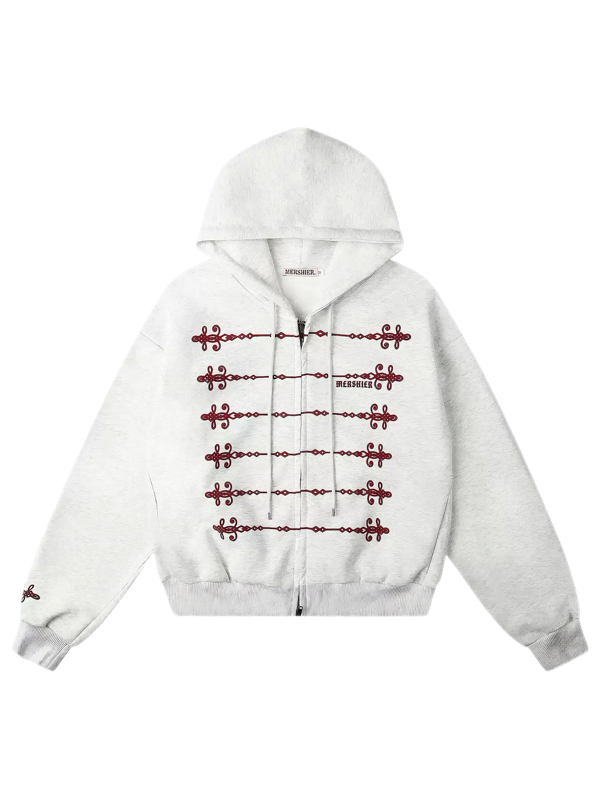 'Dynasty Rogue'New Chinese  Napoleon Rope Print Double Zip Up Hoodie