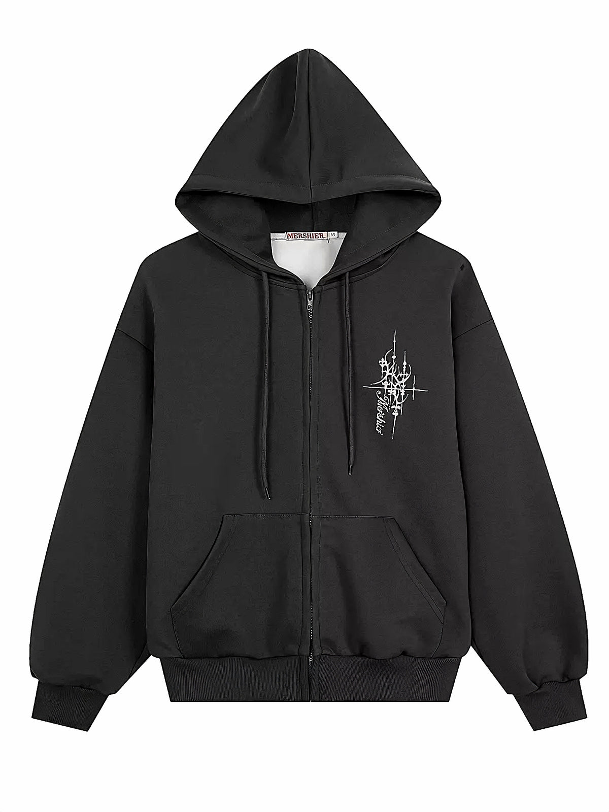 'Rebellion'Back Sequin Wing Graffiti Graphic Zip Hooded Jacket
