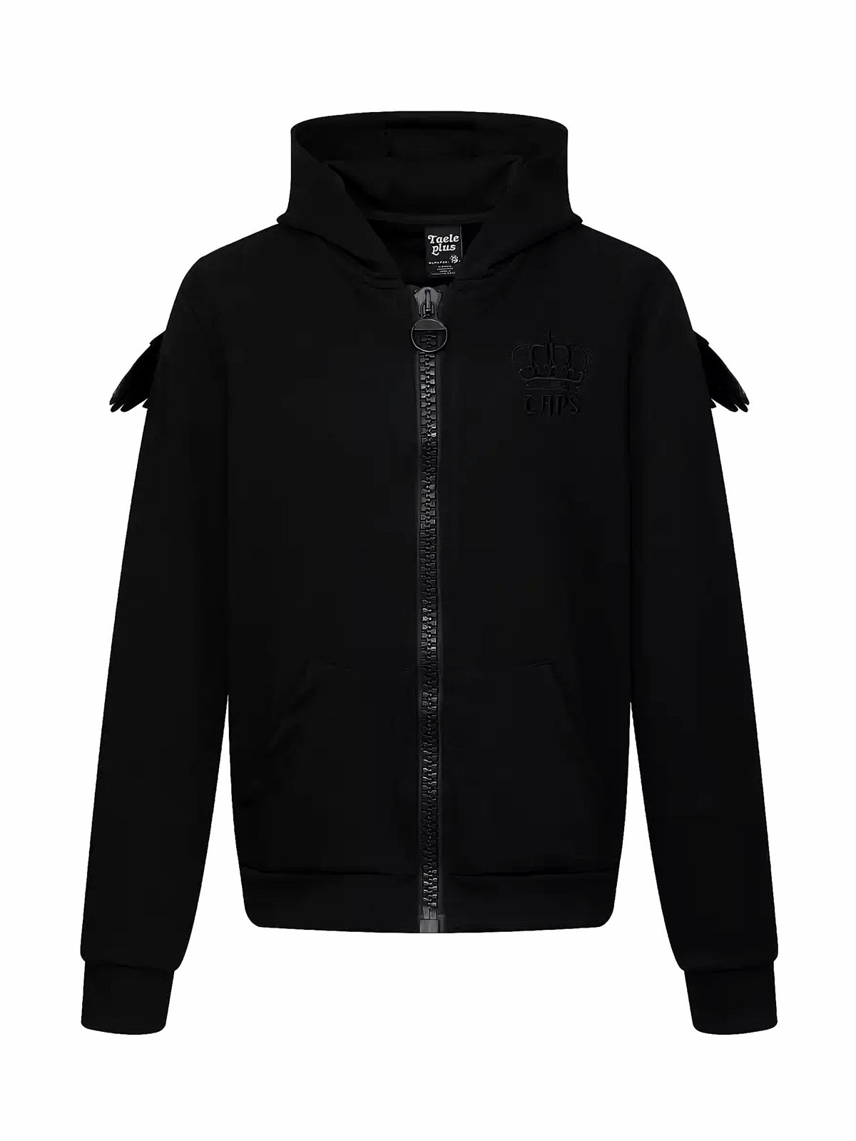 'Riot Angel'Crown Embroidered Angel Wings Back Embroidery Zip Jacket