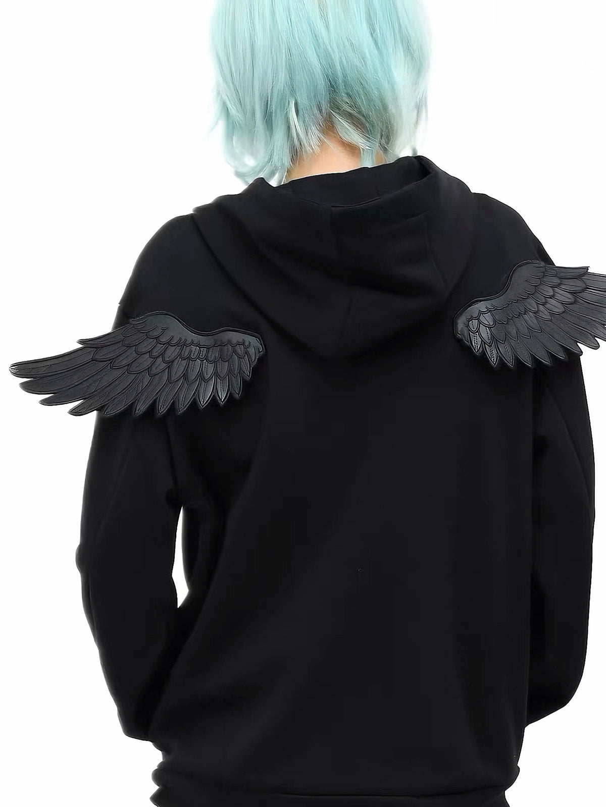 'Riot Angel'Crown Embroidered Angel Wings Back Embroidery Zip Jacket