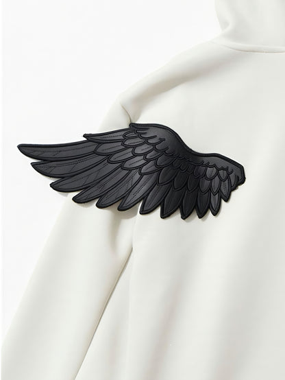'Riot Angel'Crown Embroidered Angel Wings Back Embroidery Zip Jacket