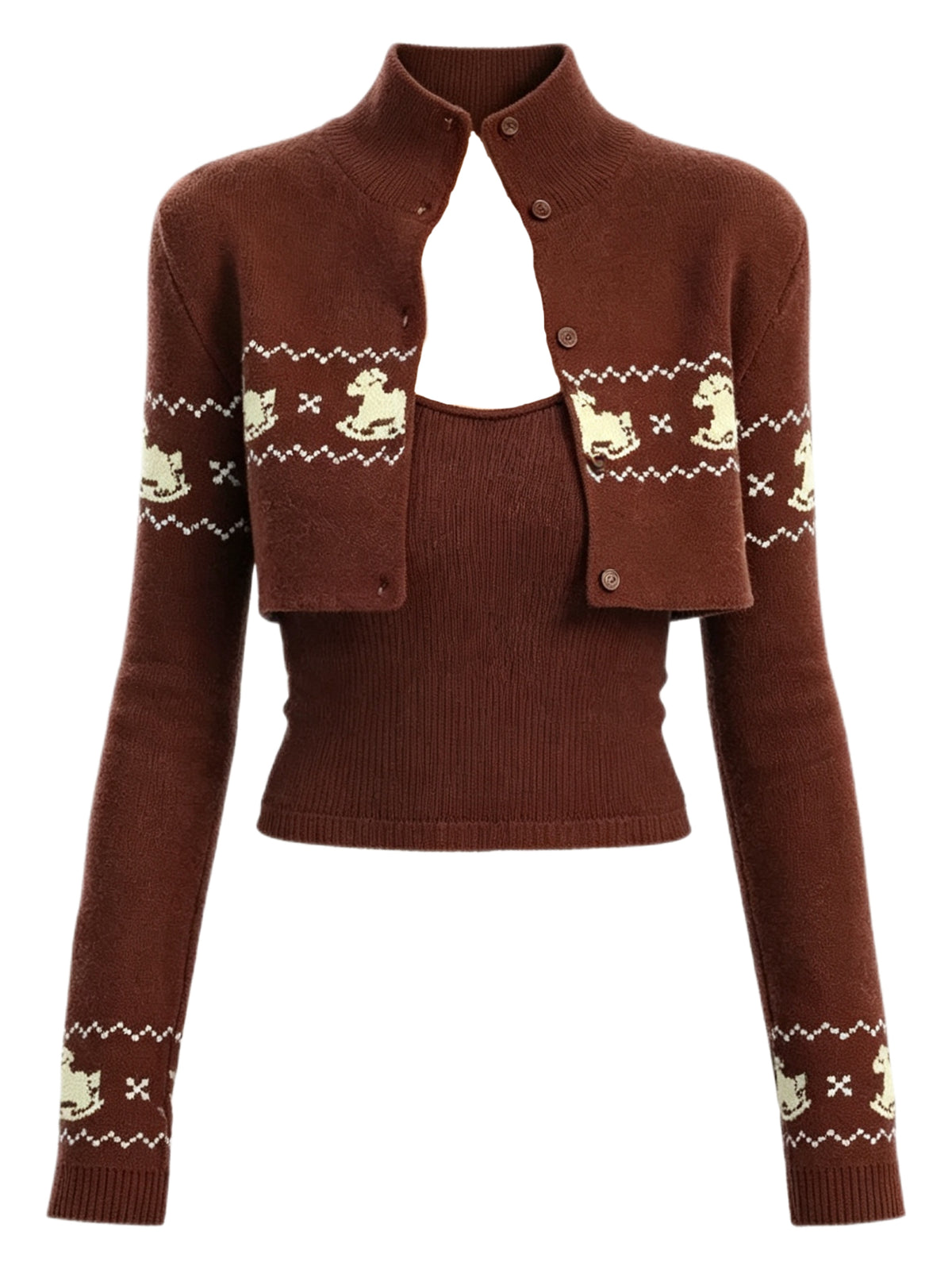 'Carousel Dream' Fair Isle Knit Layered 2-Piece Set