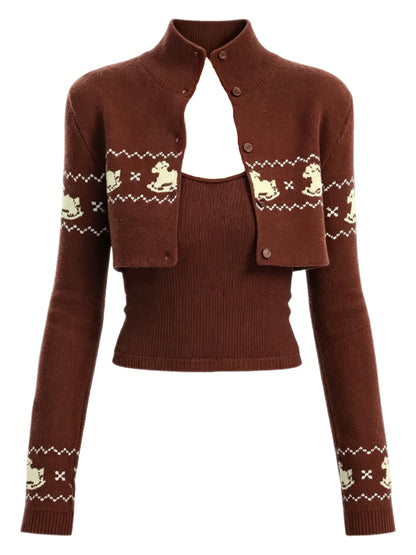 'Carousel Dream' Fair Isle Knit Layered 2-Piece Set