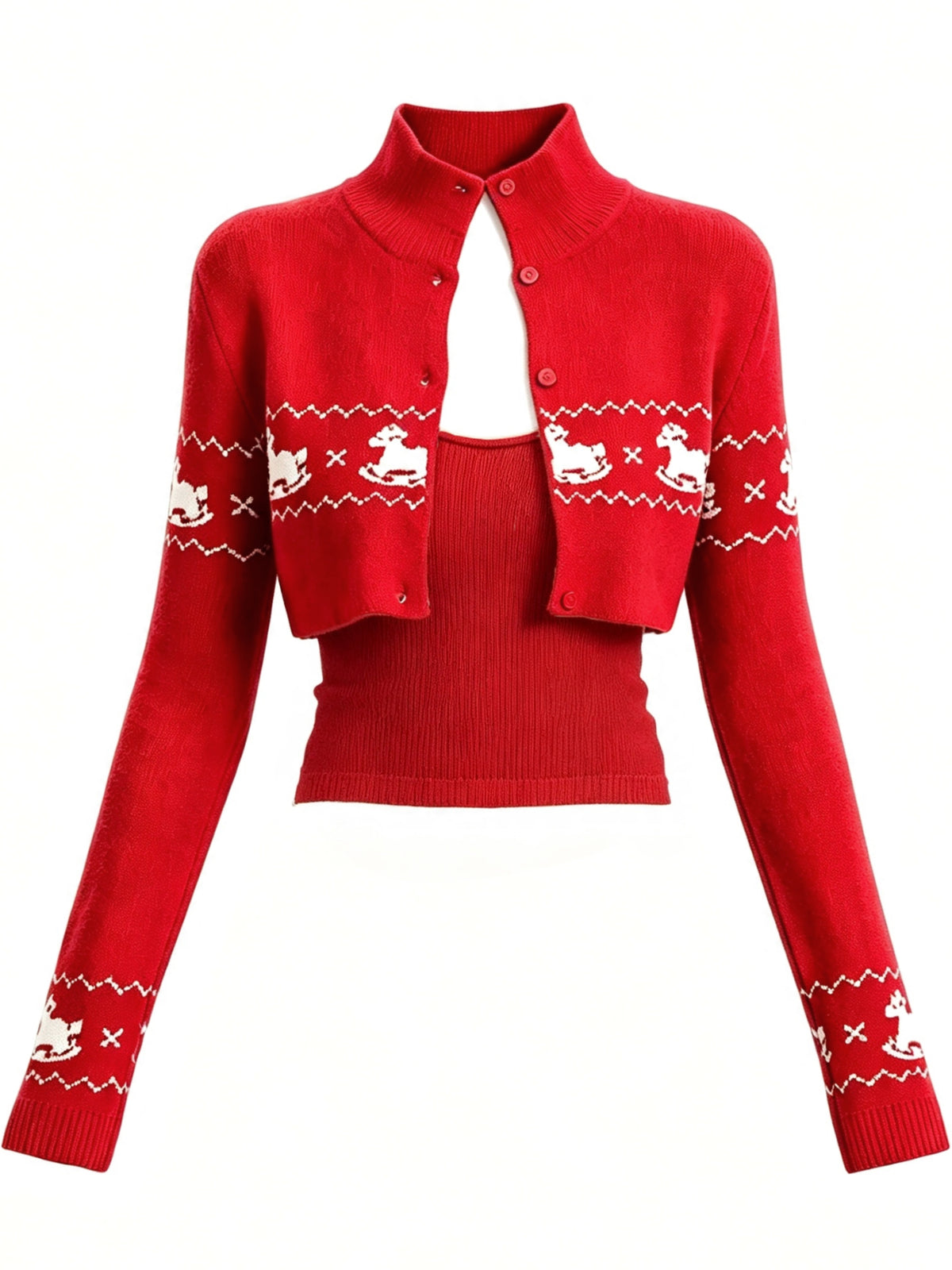 'Carousel Dream' Fair Isle Knit Layered 2-Piece Set