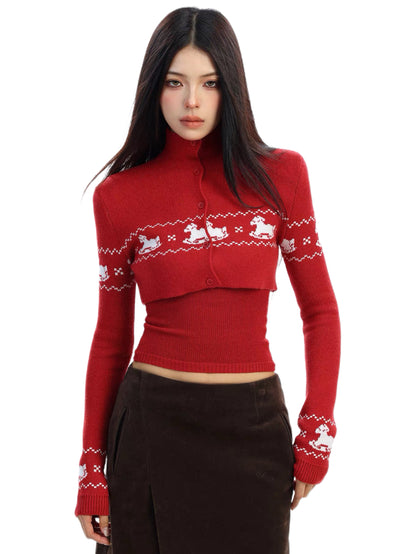 'Carousel Dream' Fair Isle Knit Layered 2-Piece Set