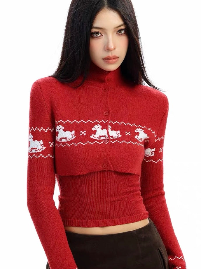 'Carousel Dream' Fair Isle Knit Layered 2-Piece Set
