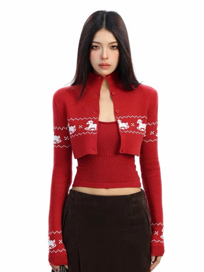 'Carousel Dream' Fair Isle Knit Layered 2-Piece Set