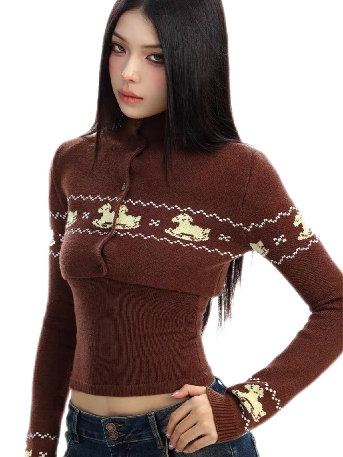 'Carousel Dream' Fair Isle Knit Layered 2-Piece Set