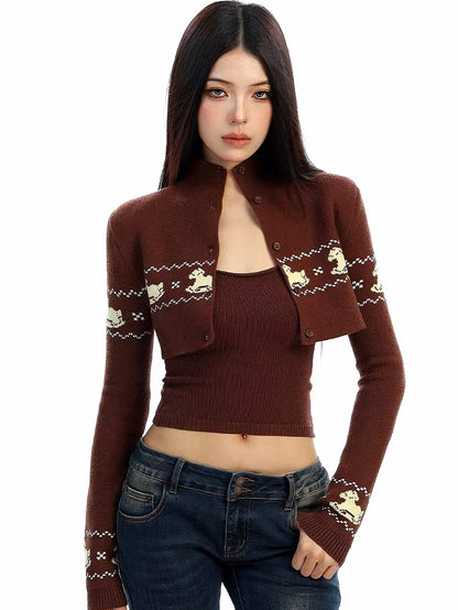 'Carousel Dream' Fair Isle Knit Layered 2-Piece Set