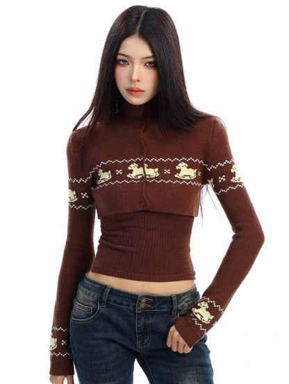 'Carousel Dream' Fair Isle Knit Layered 2-Piece Set