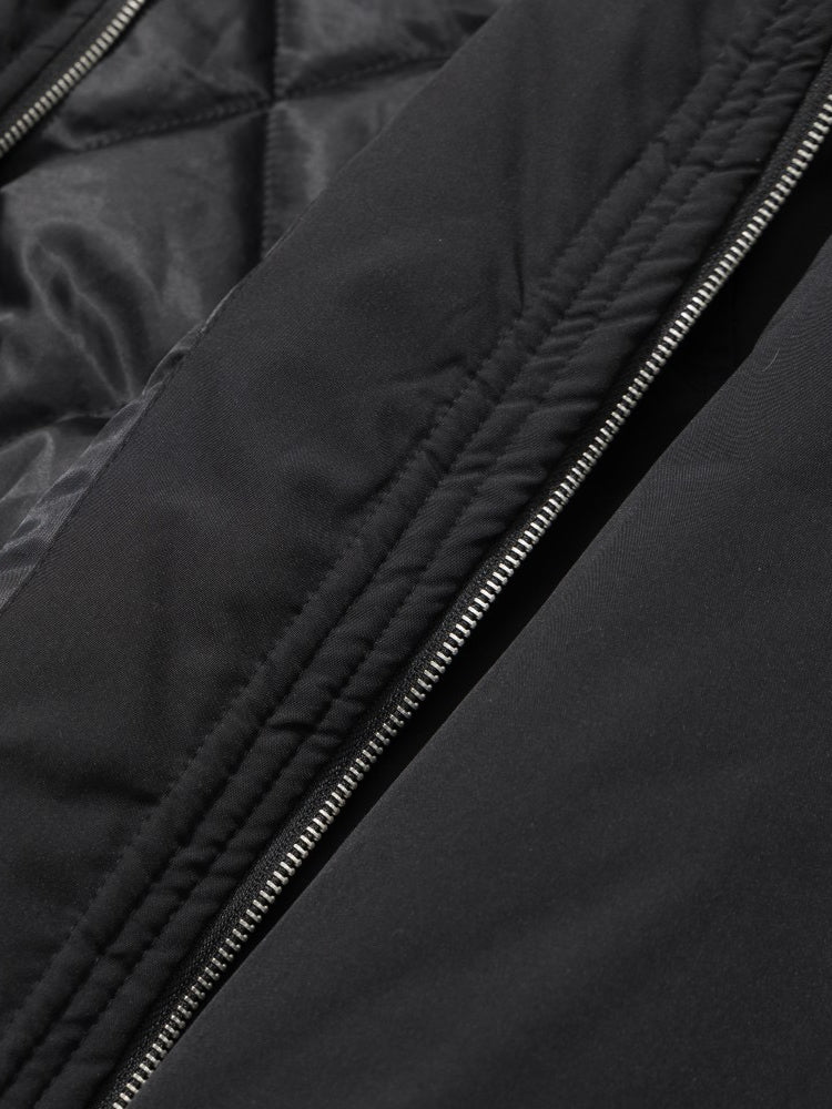 'Runeborn'Dark Grunge Pattern Removable Fur Trim Hooded Cotton Puffer Coat