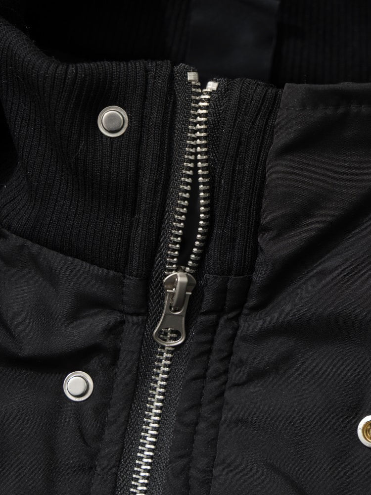 'Runeborn'Dark Grunge Pattern Removable Fur Trim Hooded Cotton Puffer Coat