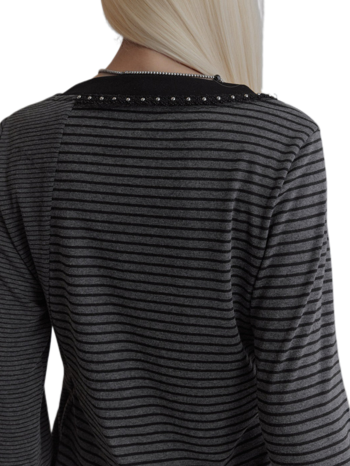'Hush' Dark Alt Asymmetrical Striped Patchwork Wrap Crop Top