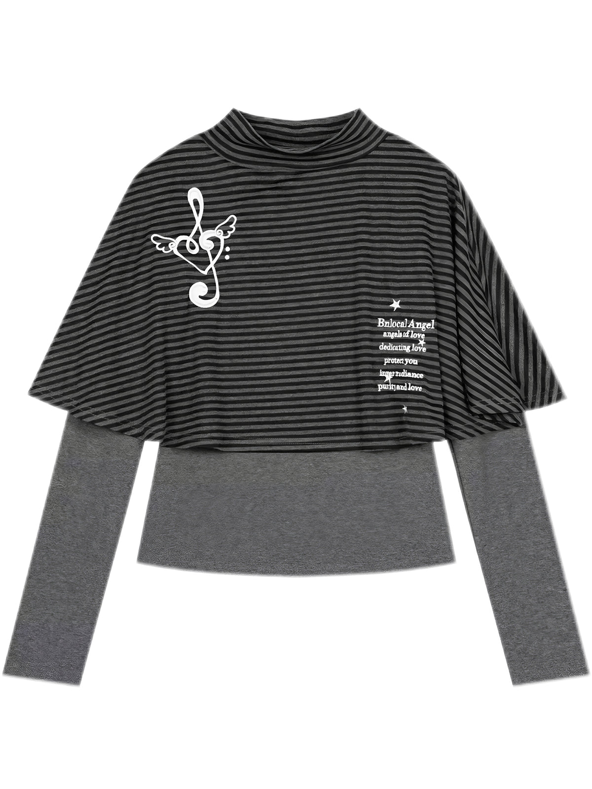 'Rhythm Muse'Retro Vintage Music Note Striped Cape