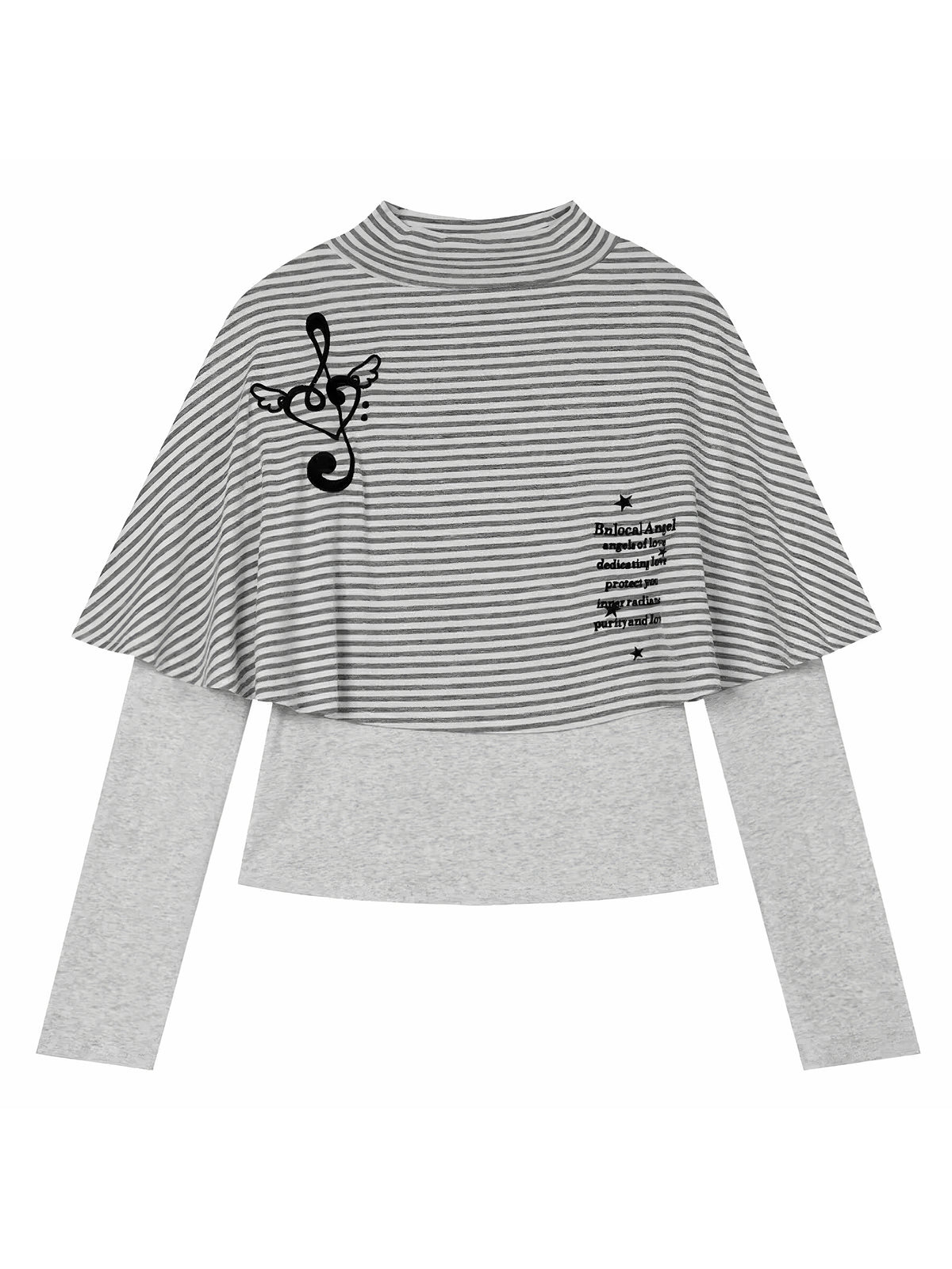 'Rhythm Muse'Retro Vintage Music Note Striped Cape
