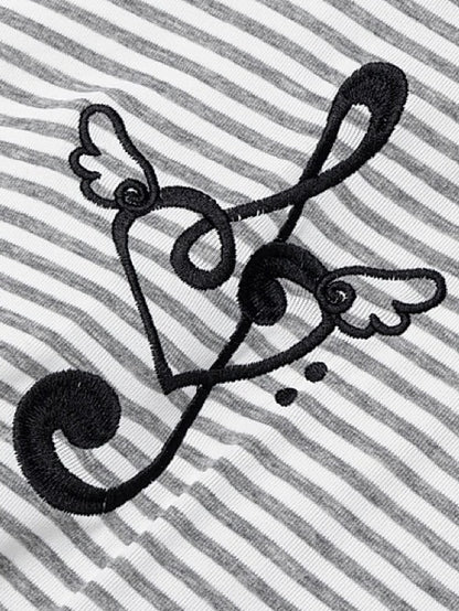 'Rhythm Muse'Retro Vintage Music Note Striped Cape