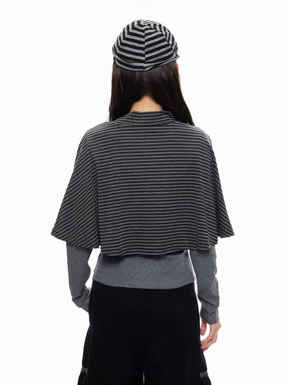 'Rhythm Muse'Retro Vintage Music Note Striped Cape