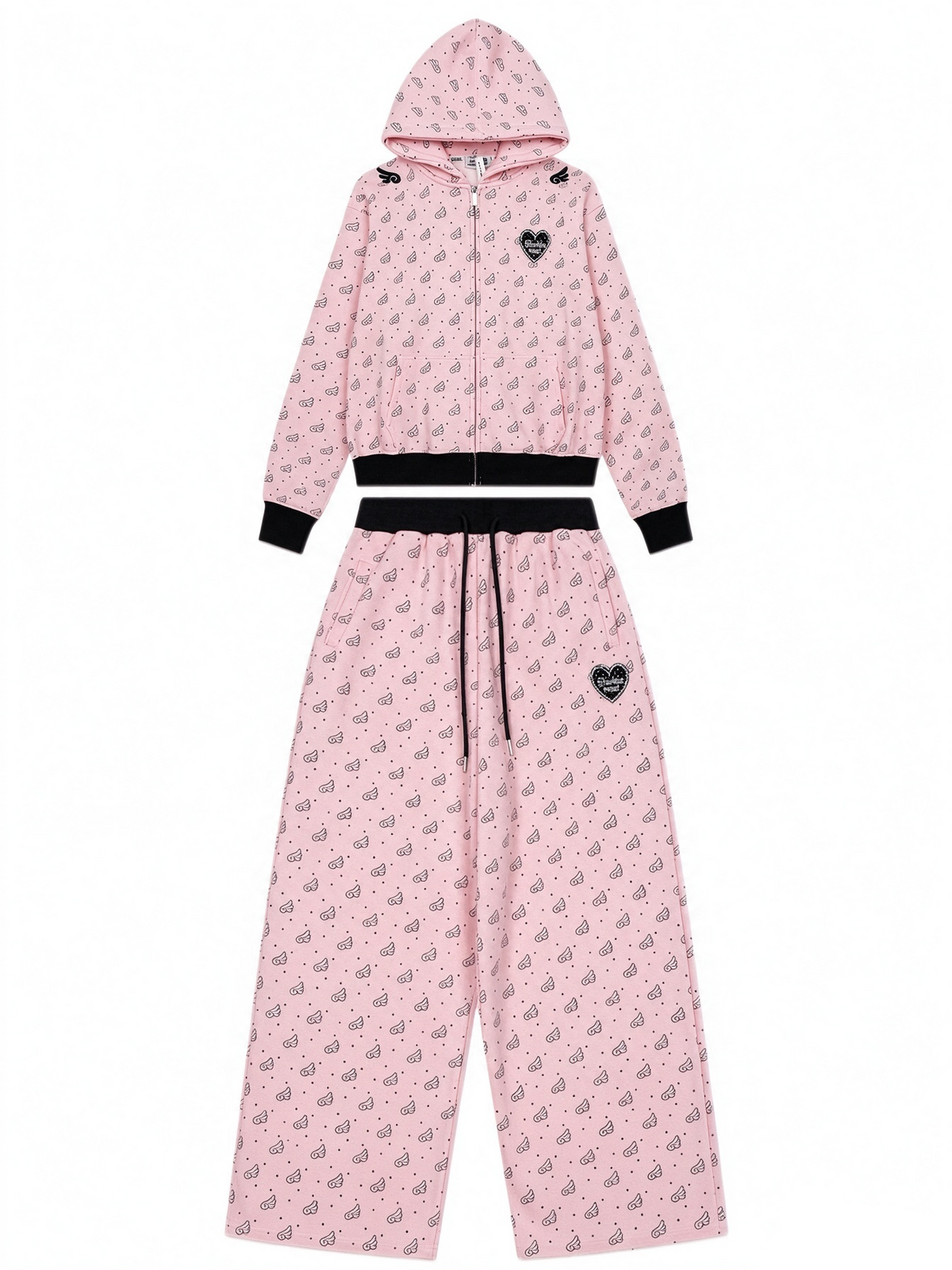 'Sweetie Angel' Kawaii Y2k Angel Rebel 3D Wings 2 Pieces Tracksuit Set