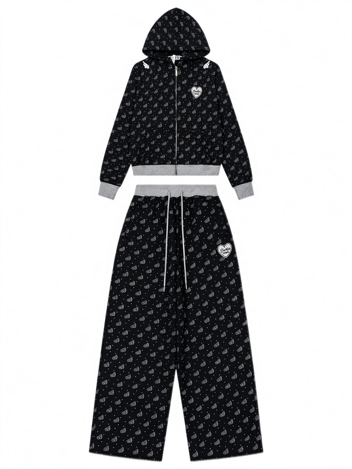 'Sweetie Angel' Kawaii Y2k Angel Rebel 3D Wings 2 Pieces Tracksuit Set
