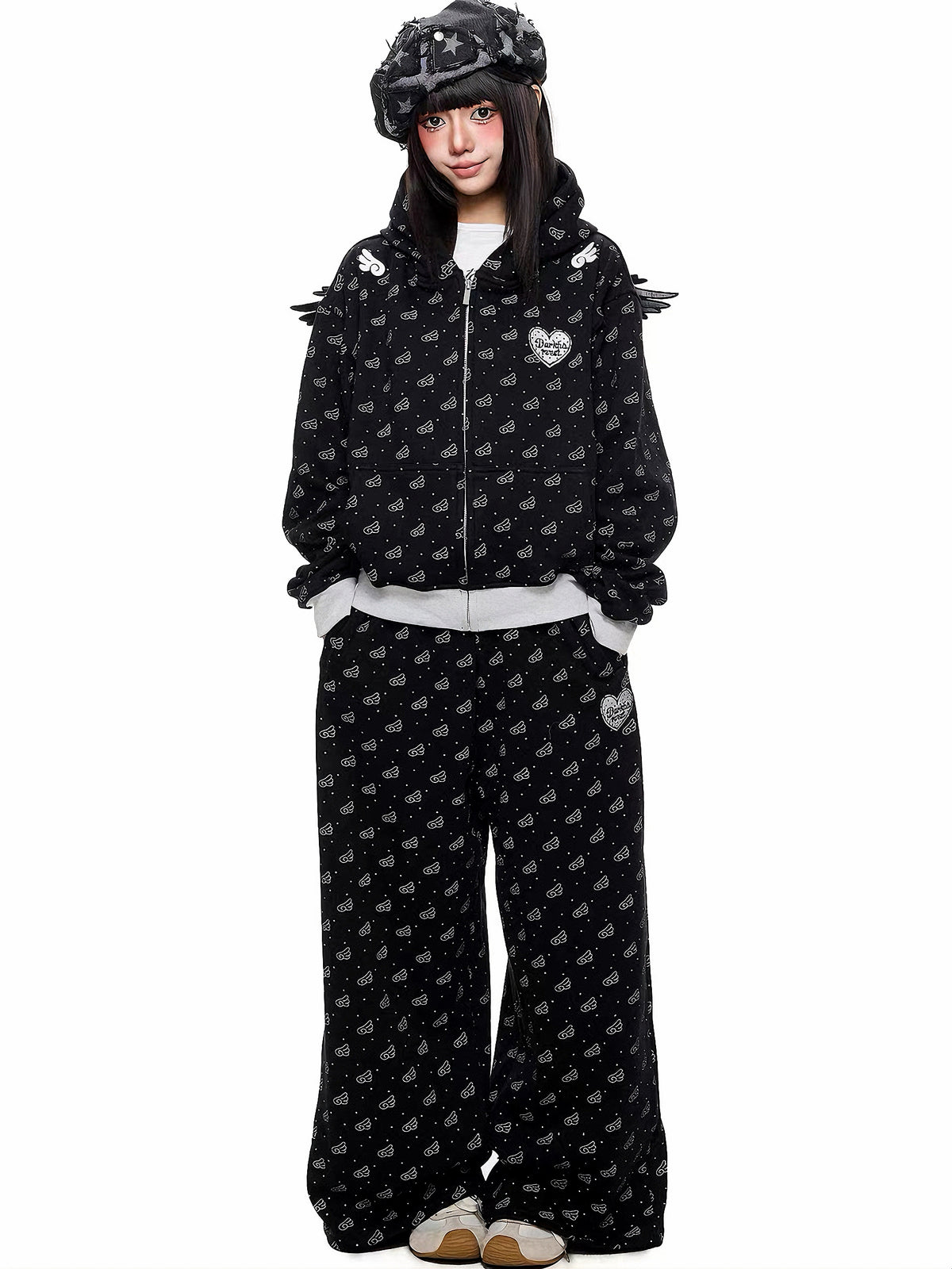 'Sweetie Angel' Kawaii Y2k Angel Rebel 3D Wings 2 Pieces Tracksuit Set
