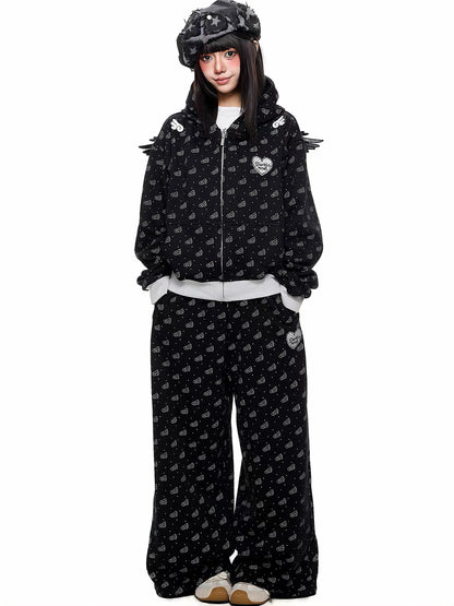'Sweetie Angel' Kawaii Y2k Angel Rebel 3D Wings 2 Pieces Tracksuit Set