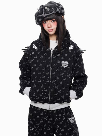 'Sweetie Angel' Kawaii Y2k Angel Rebel 3D Wings 2 Pieces Tracksuit Set