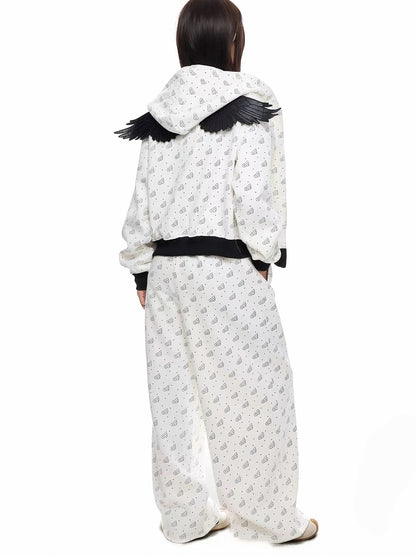 'Sweetie Angel' Kawaii Y2k Angel Rebel 3D Wings 2 Pieces Tracksuit Set