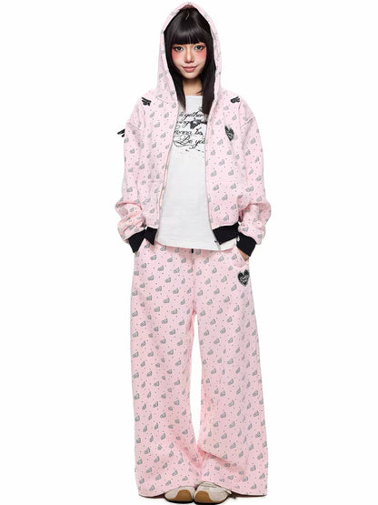'Sweetie Angel' Kawaii Y2k Angel Rebel 3D Wings 2 Pieces Tracksuit Set