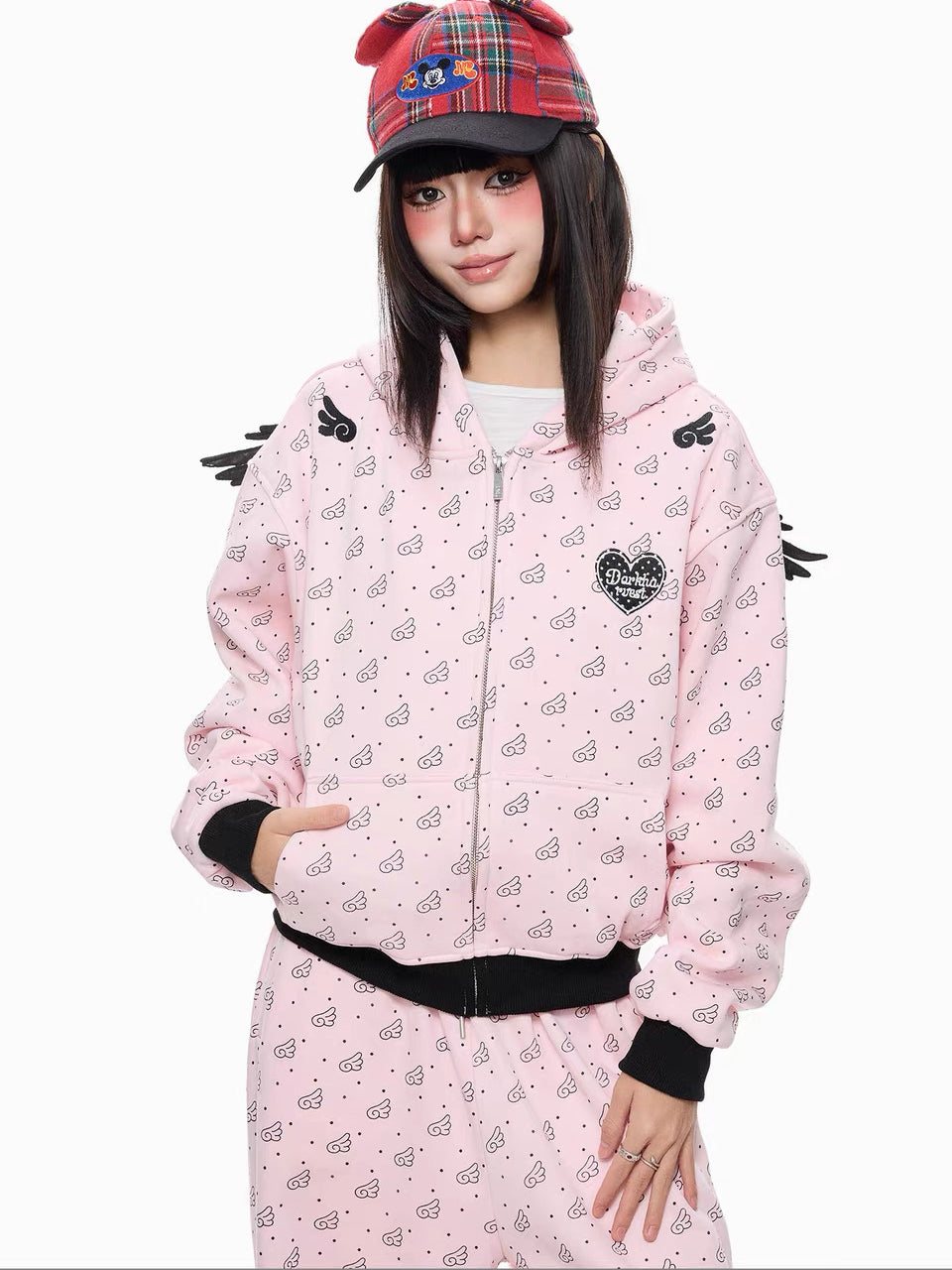'Sweetie Angel' Kawaii Y2k Angel Rebel 3D Wings 2 Pieces Tracksuit Set