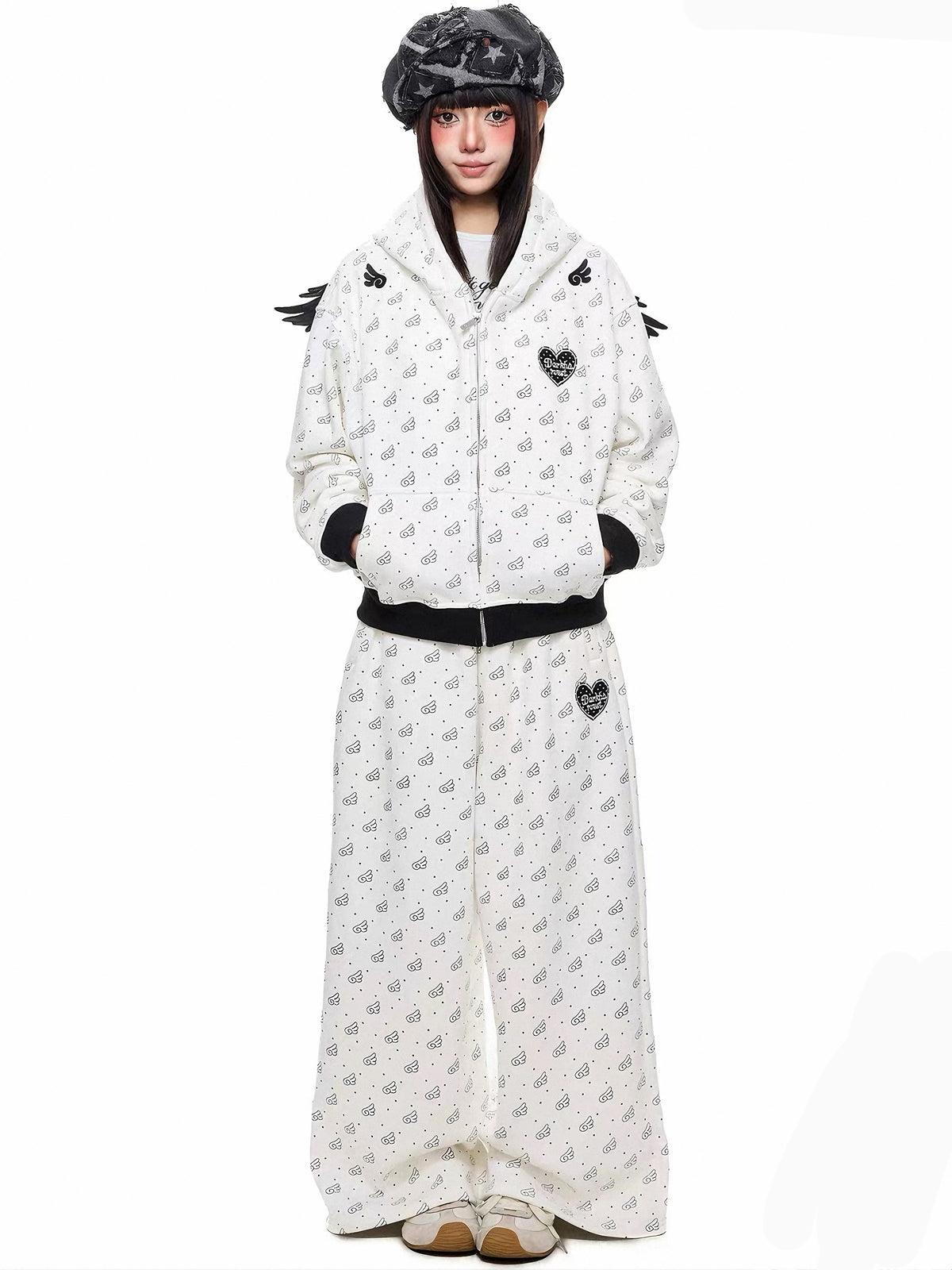 'Sweetie Angel' Kawaii Y2k Angel Rebel 3D Wings 2 Pieces Tracksuit Set