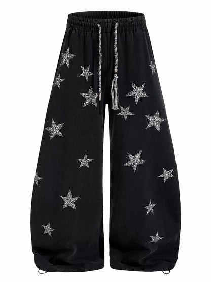'StarRiot' Streetstyle Star-Print Hip Hop Wide Leg Sweatpants