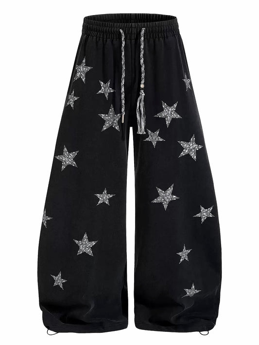 'StarRiot' Streetstyle Star-Print Hip Hop Wide Leg Sweatpants
