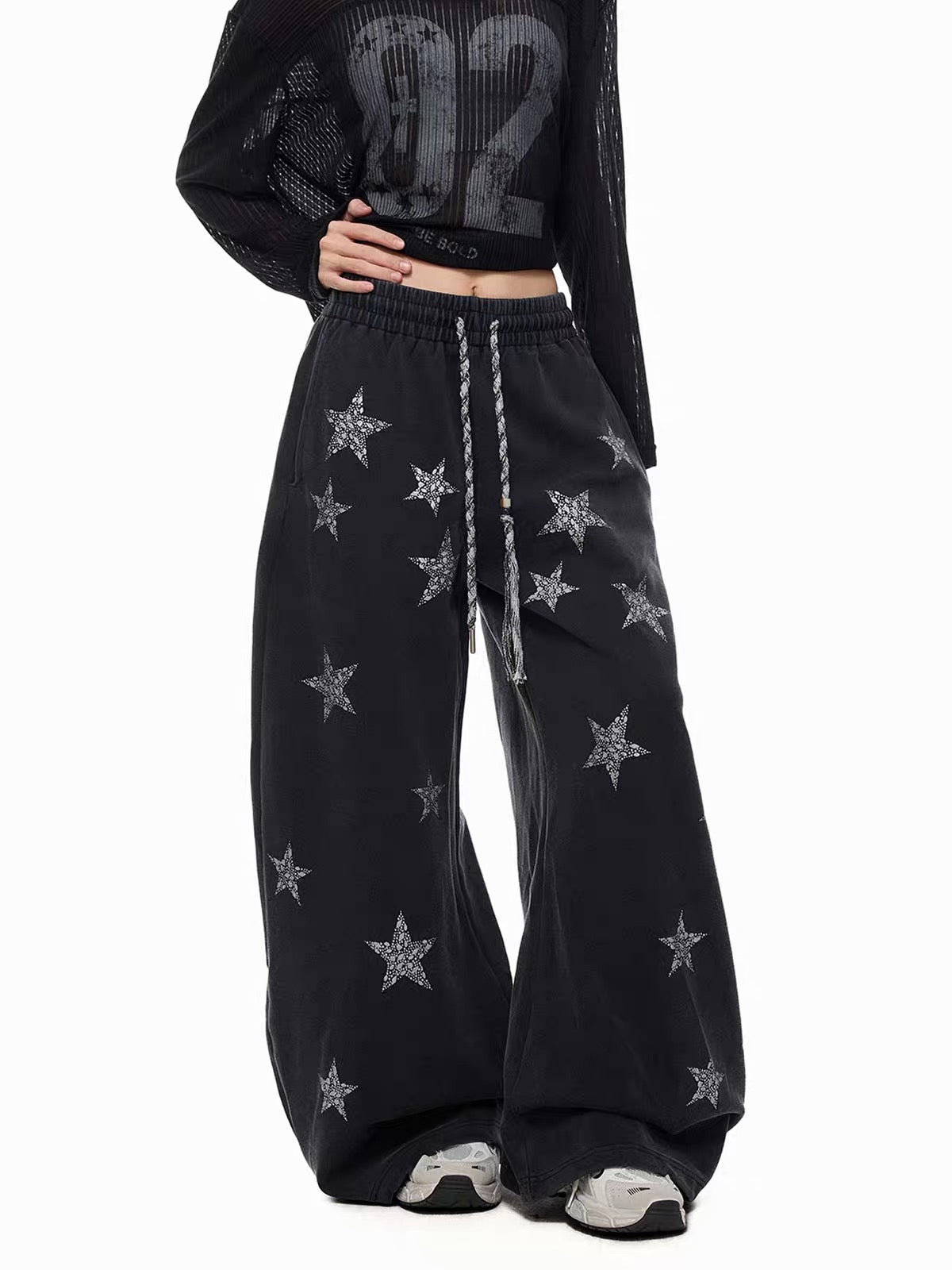 'StarRiot' Streetstyle Star-Print Hip Hop Wide Leg Sweatpants