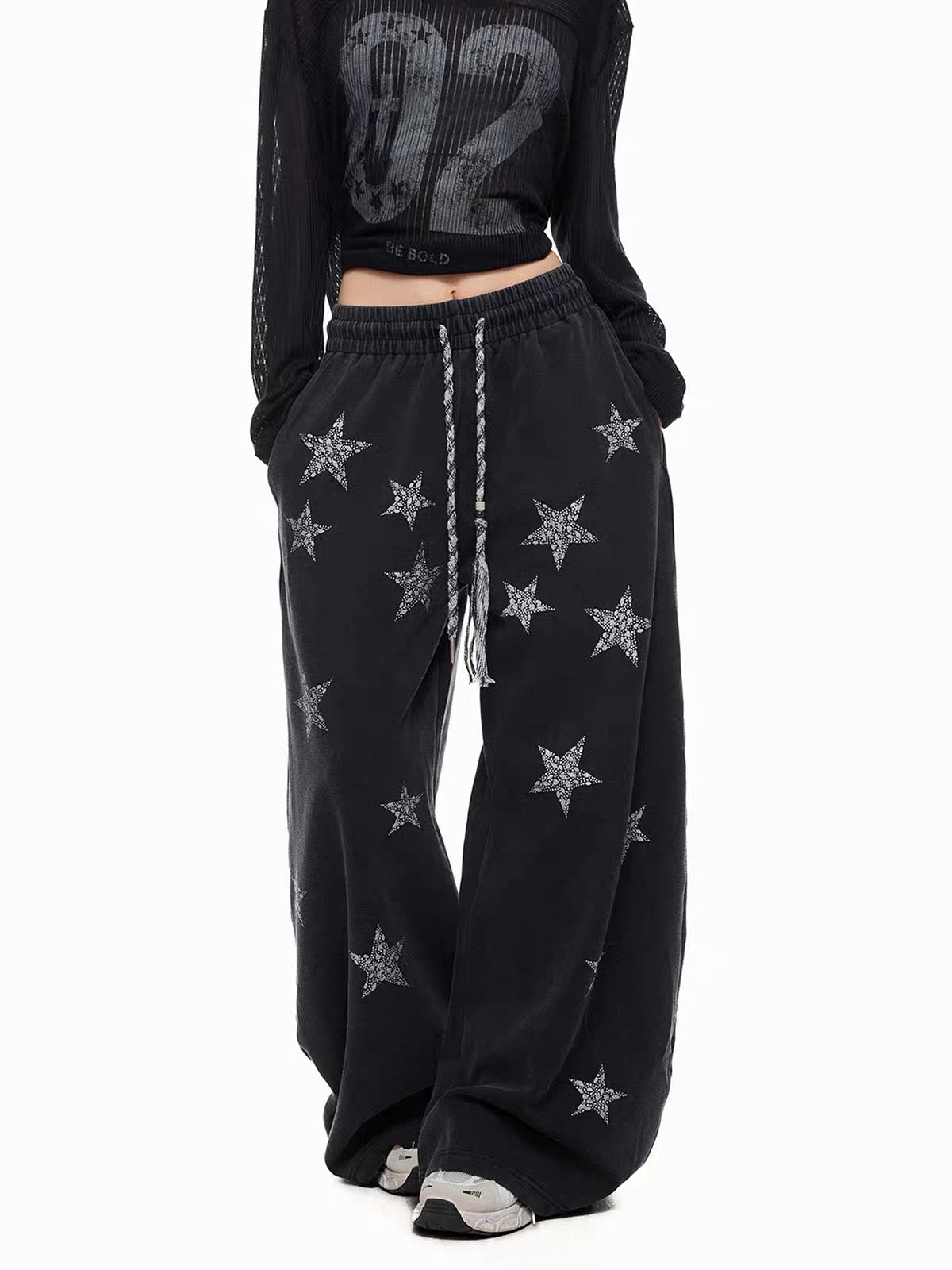 'StarRiot' Streetstyle Star-Print Hip Hop Wide Leg Sweatpants