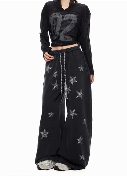 'StarRiot' Streetstyle Star-Print Hip Hop Wide Leg Sweatpants