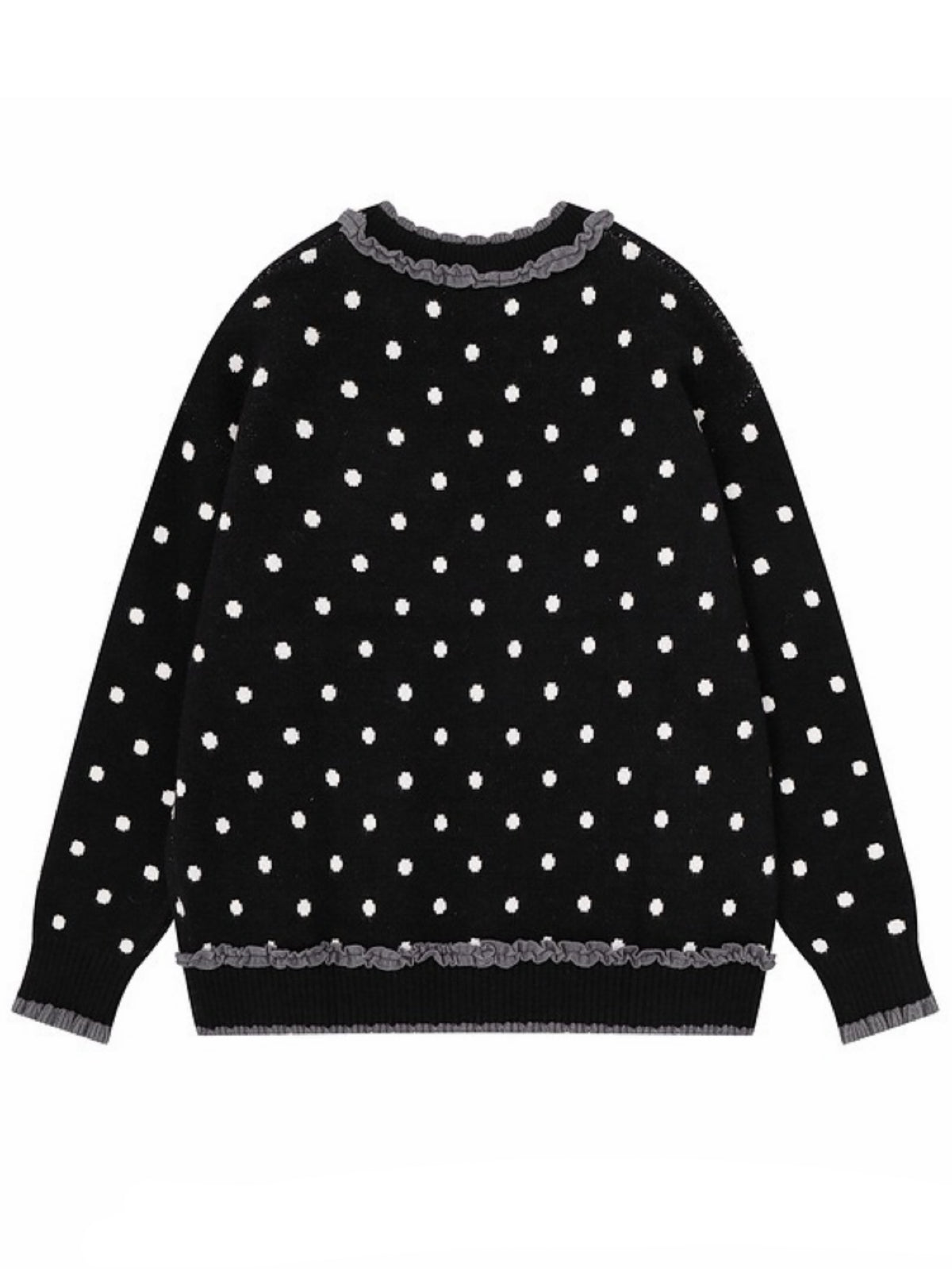 'BunnyDoll' Kawaii Polka Dot Angel Wing Ruffled Collar Knit Sweater