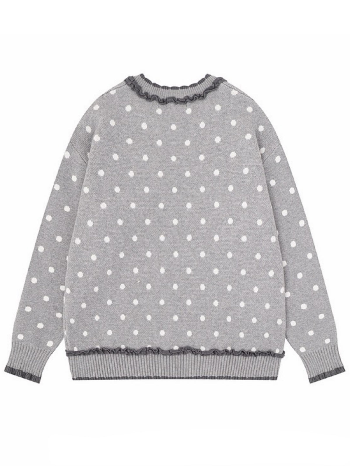 'BunnyDoll' Kawaii Polka Dot Angel Wing Ruffled Collar Knit Sweater