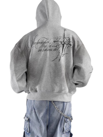 'DecayRuin' Wasteland Stained Distressed Cross Studded Hoodie