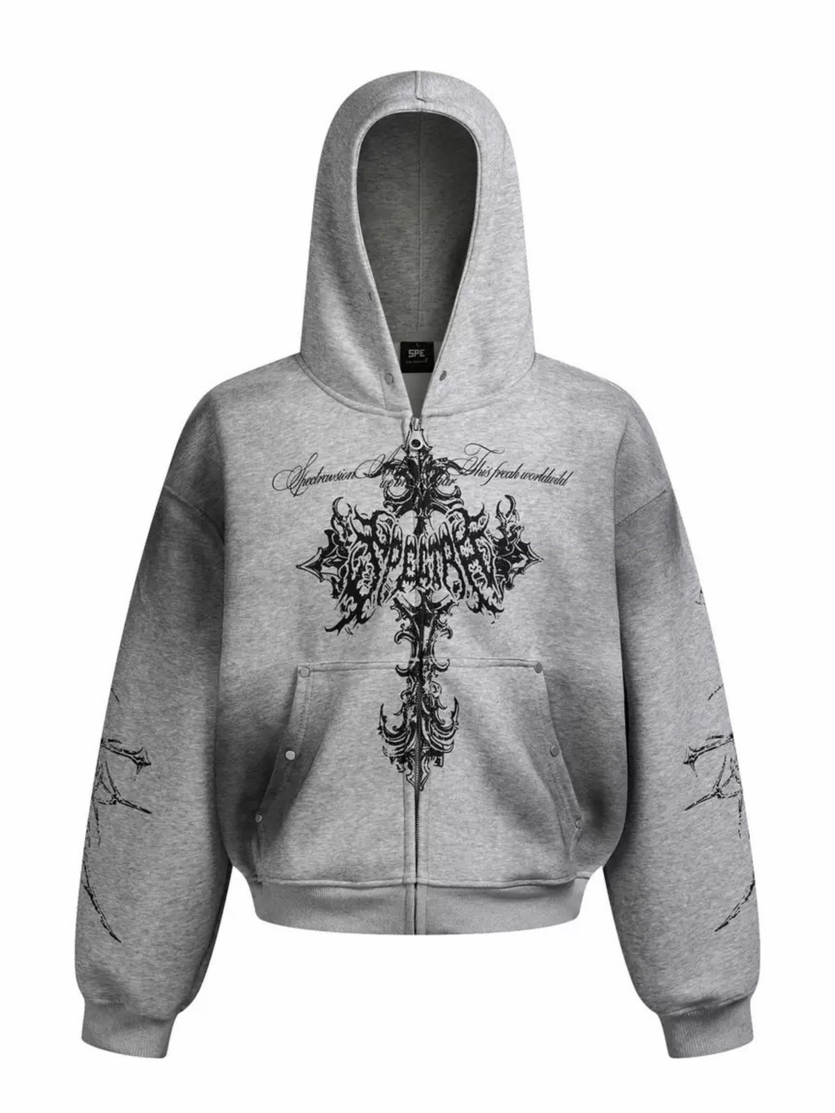 'DecayRuin' Wasteland Stained Distressed Cross Studded Hoodie