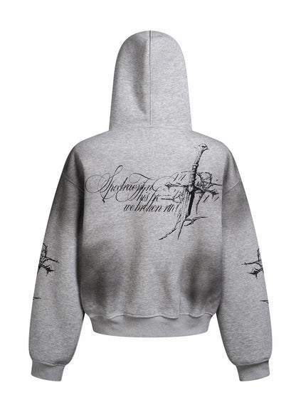 'DecayRuin' Wasteland Stained Distressed Cross Studded Hoodie